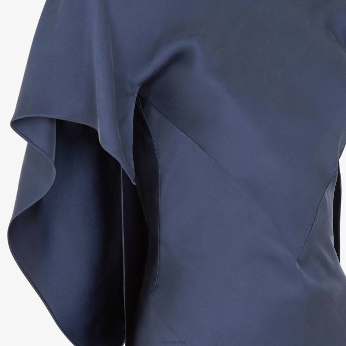 ženske satenasta obleka modra Fendi oblačila Z68L1185