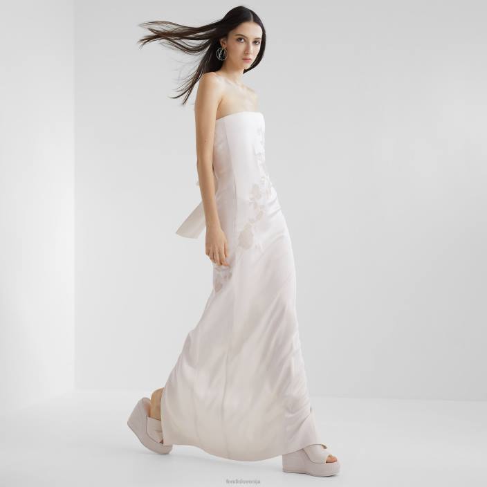 ženske svilena obleka bež Fendi oblačila Z68L1135