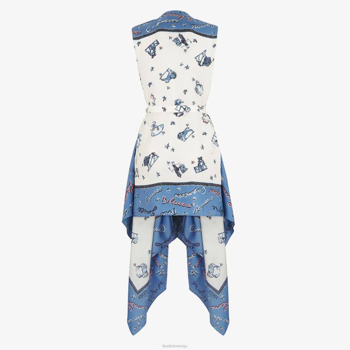 ženske svilena obleka modra Fendi oblačila Z68L1039