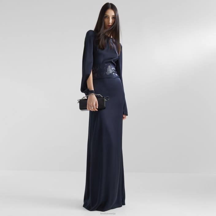 ženske svilena obleka modra Fendi oblačila Z68L1134