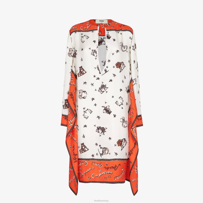 ženske svilena obleka oranžna Fendi oblačila Z68L1020