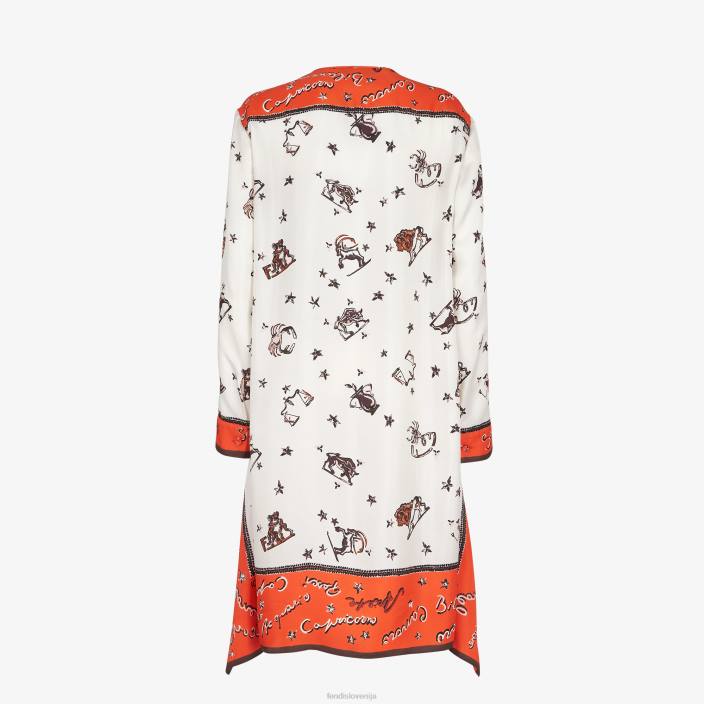 ženske svilena obleka oranžna Fendi oblačila Z68L1020