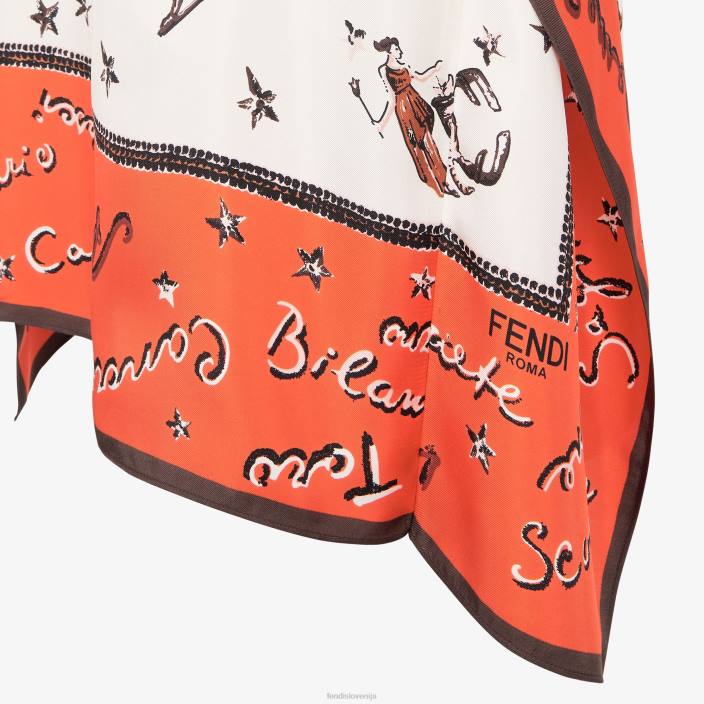 ženske svilena obleka oranžna Fendi oblačila Z68L1020
