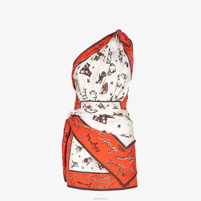 ženske svilena obleka oranžna Fendi oblačila Z68L989