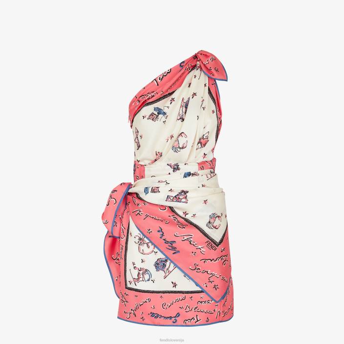 ženske svilena obleka roza Fendi oblačila Z68L985