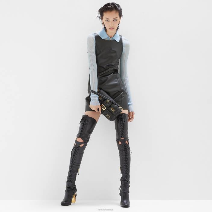 ženske usnjena obleka Črna Fendi oblačila Z68L943