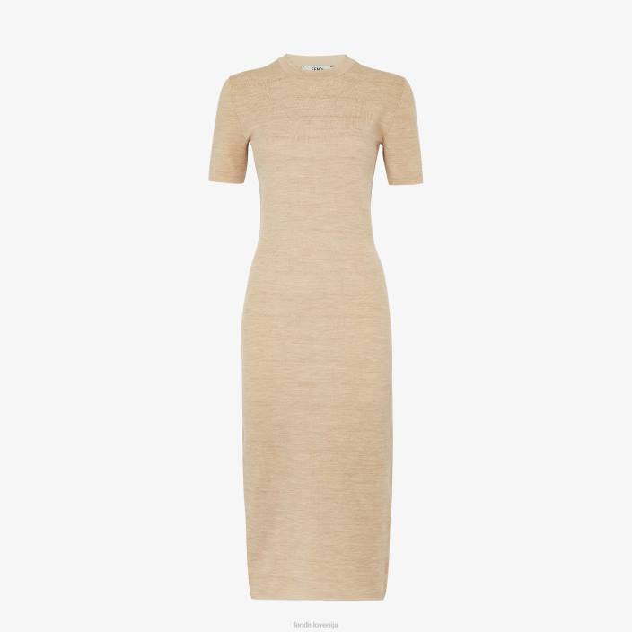 ženske volnena obleka bež Fendi oblačila Z68L1082