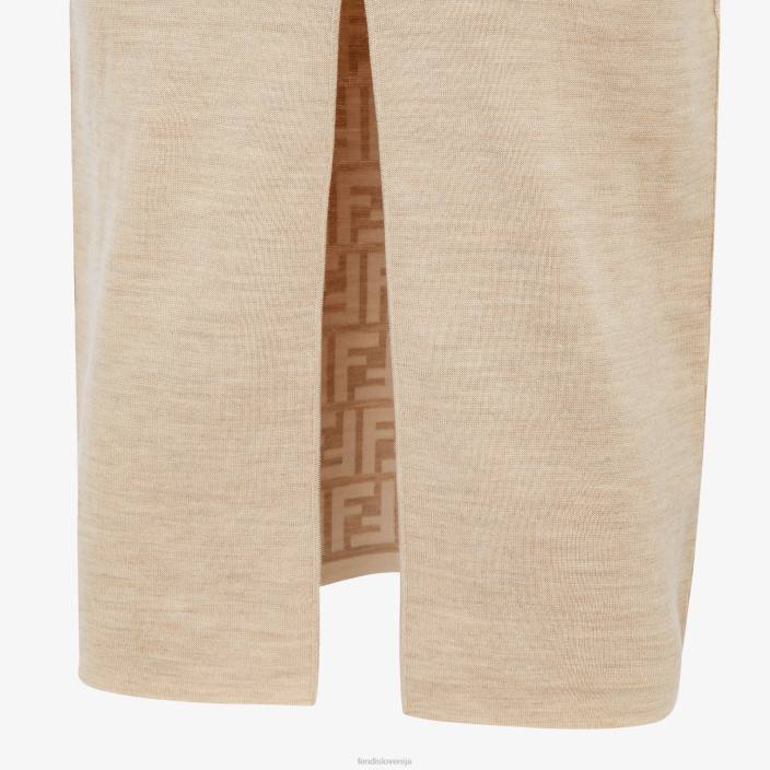 ženske volnena obleka bež Fendi oblačila Z68L1082