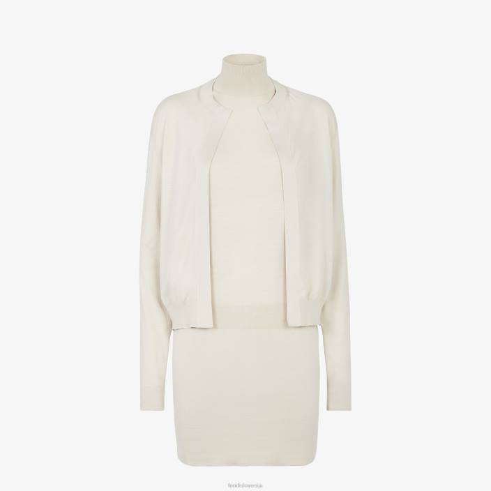 ženske volnena obleka bež Fendi oblačila Z68L1132