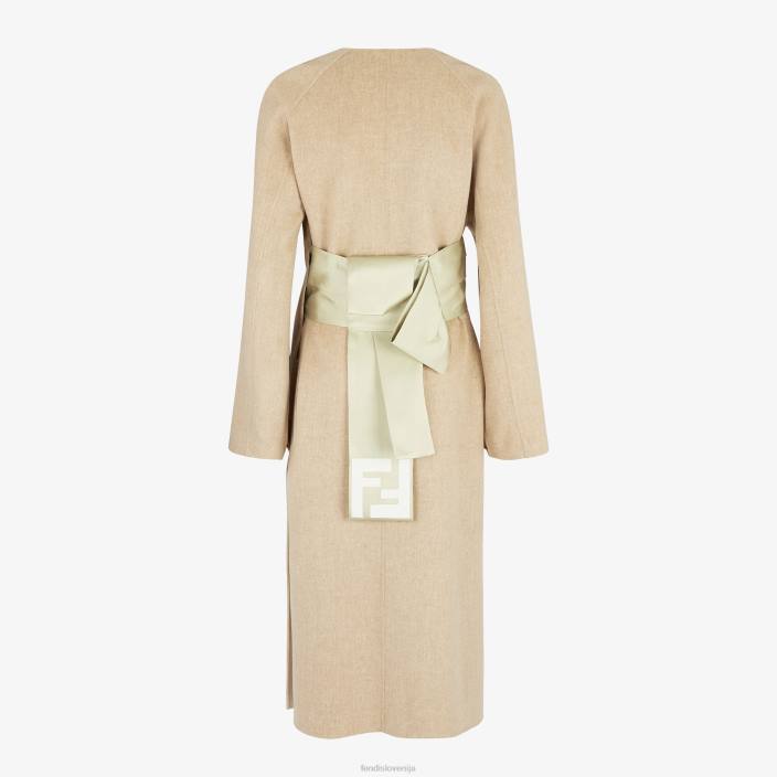 ženske dvostranski volneni plašč bež Fendi oblačila Z68L1111