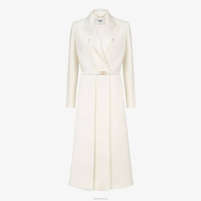 ženske volnen in svilen plašč bela Fendi oblačila Z68L1258