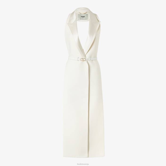 ženske volnen in svilen plašč bela Fendi oblačila Z68L1258