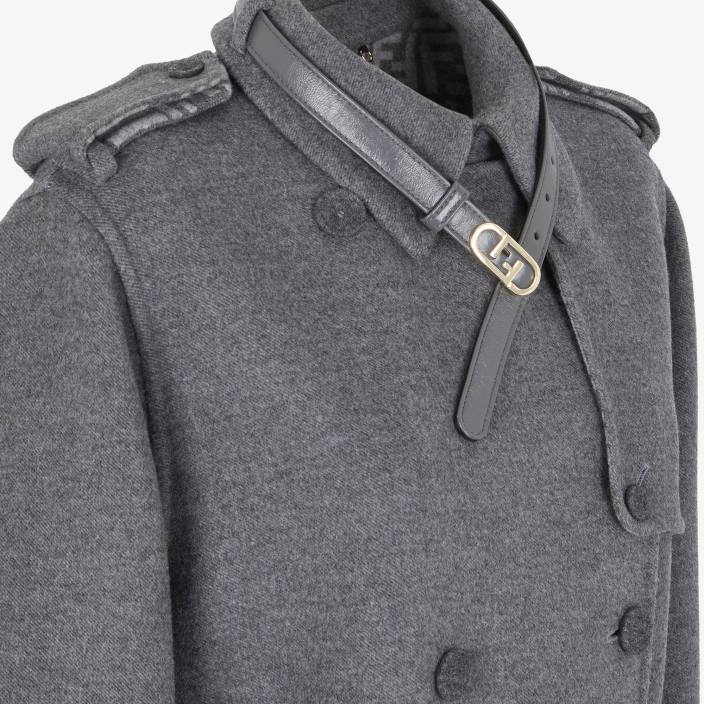 ženske volneni plašč siva Fendi oblačila Z68L1213