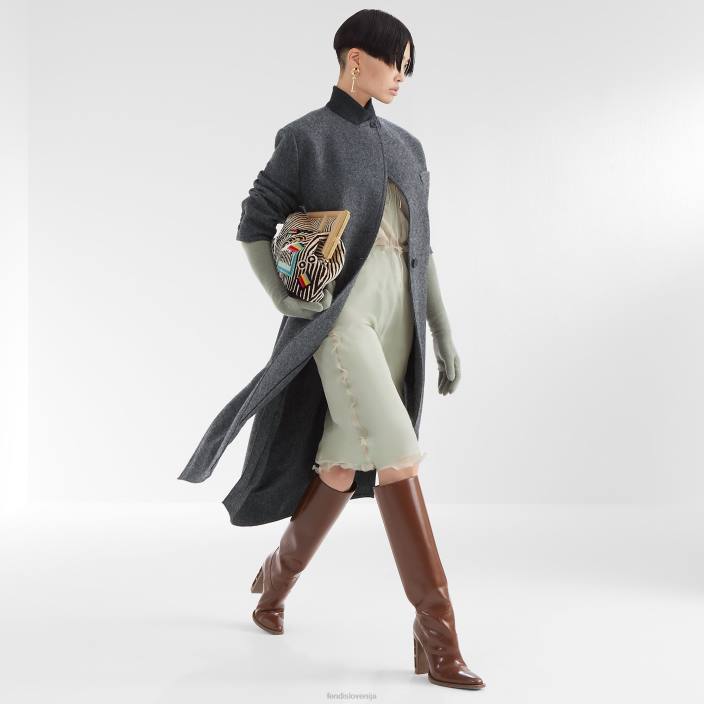 ženske volneni plašč siva Fendi oblačila Z68L1215