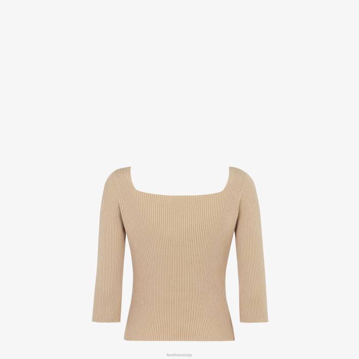 ženske bombažni pulover bež Fendi oblačila Z68L1115