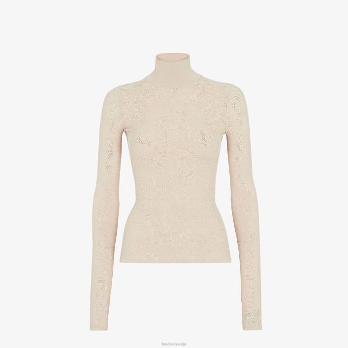 ženske izvezen viskozni pulover bež Fendi oblačila Z68L962