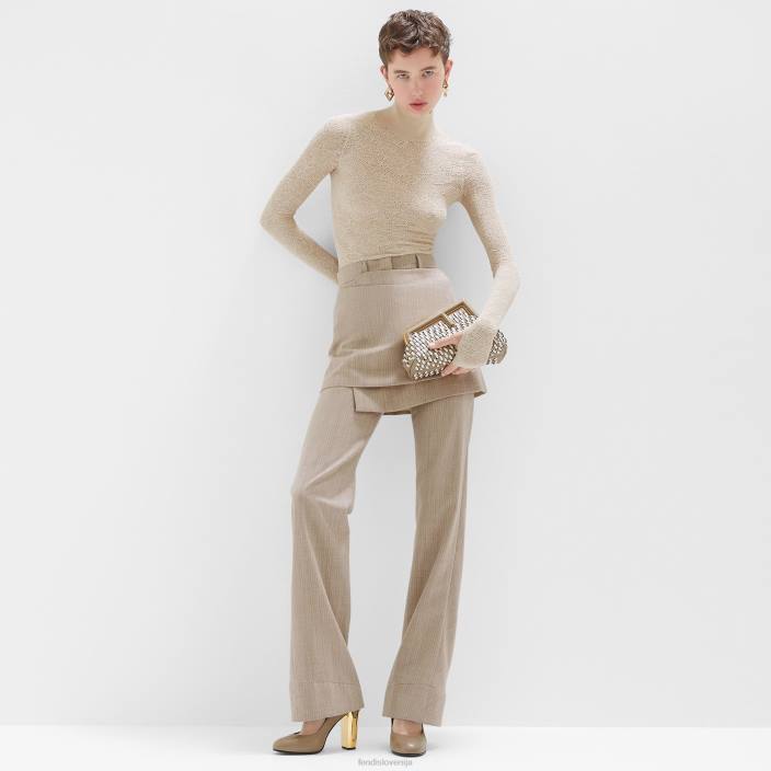 ženske izvezen viskozni pulover bež Fendi oblačila Z68L962