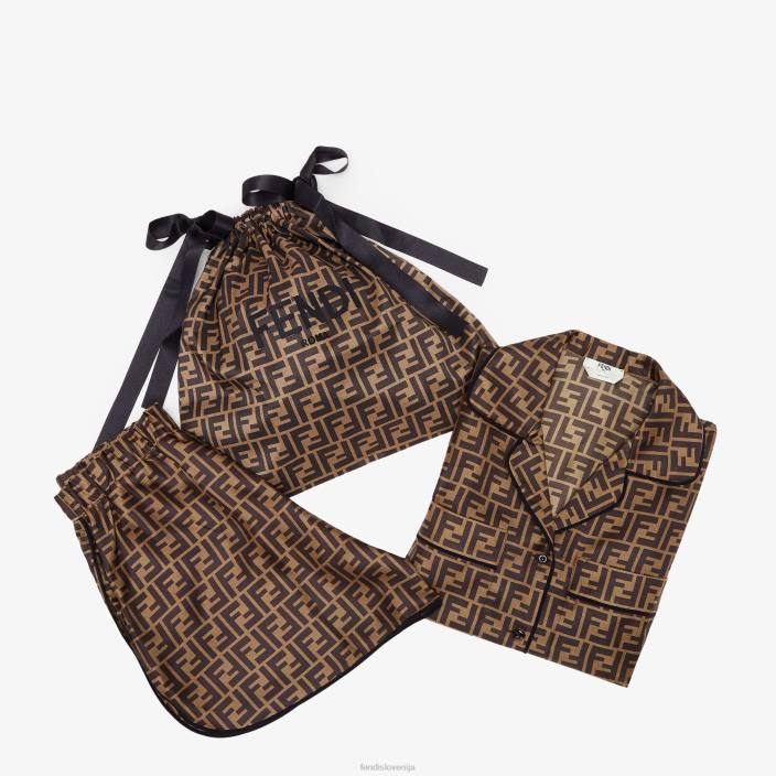 ženske svilene pižame rjav Fendi oblačila Z68L1063