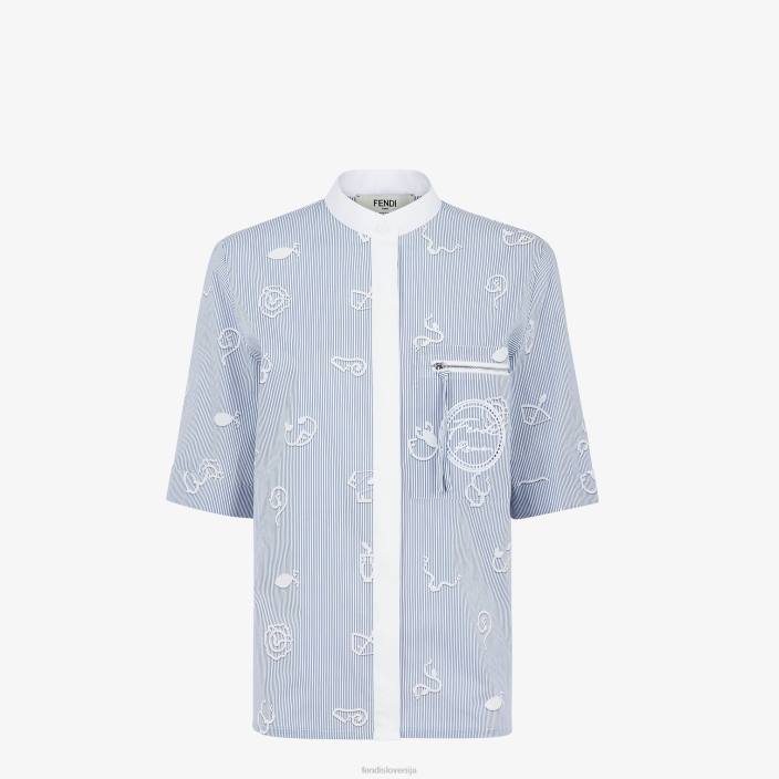 ženske bombažna majica modra Fendi oblačila Z68L1045