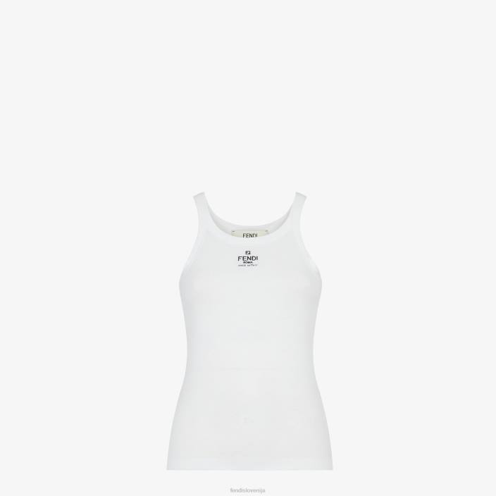 ženske bombažni vrh bela Fendi oblačila Z68L928