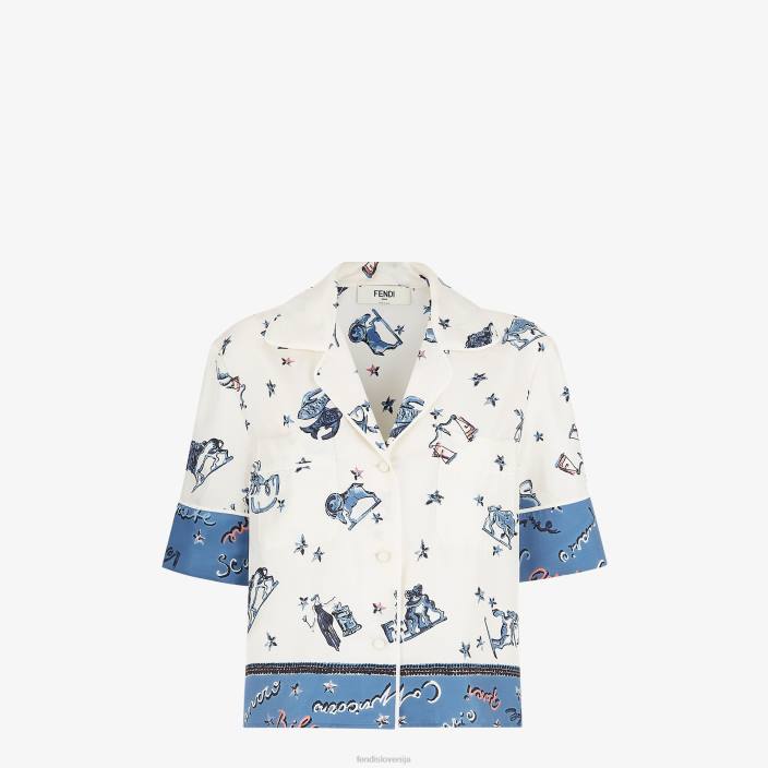 ženske svilena srajca modra Fendi oblačila Z68L982