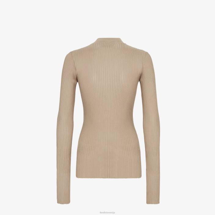 ženske vrh iz viskoze in svile bež Fendi oblačila Z68L954