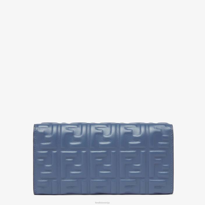 ženske denarnica baguette continental z verižico iz nappa usnja modra Fendi dodatki Z68L1490