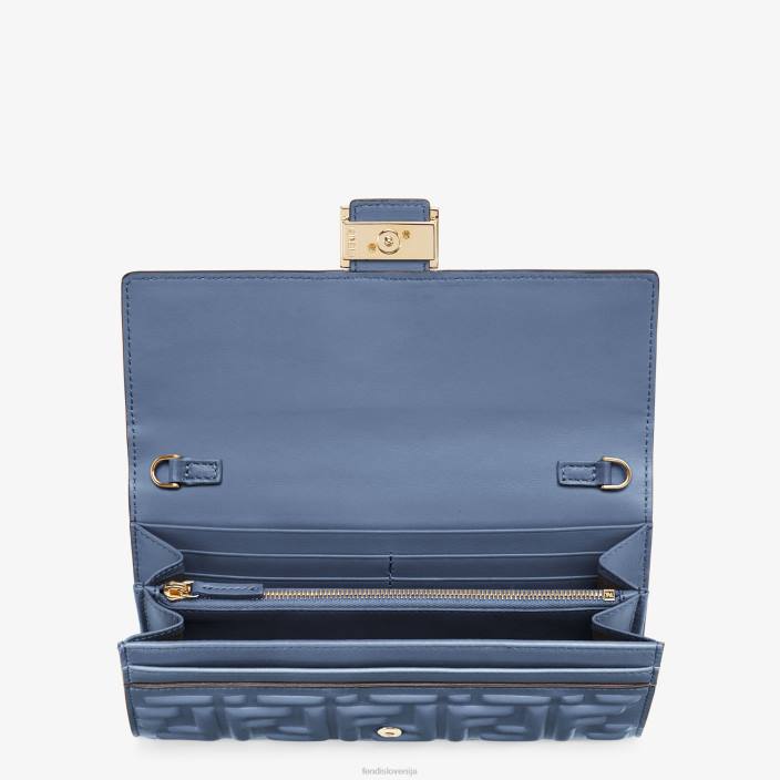 ženske denarnica baguette continental z verižico iz nappa usnja modra Fendi dodatki Z68L1490