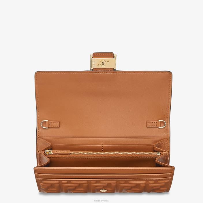 ženske denarnica baguette continental z verižico iz nappa usnja rjav Fendi dodatki Z68L1441