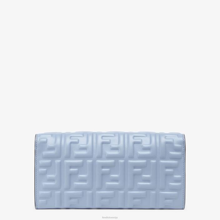 ženske denarnica baguette continental z verižico iz nappa usnja svetlo modra Fendi dodatki Z68L1422