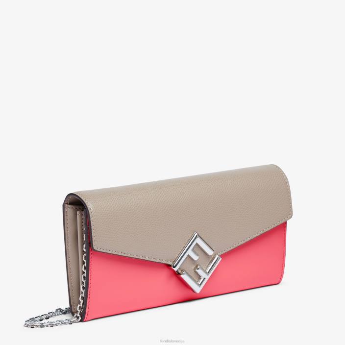 ženske dvobarvna denarnica iz golobjega usnja roza Fendi dodatki Z68L1465