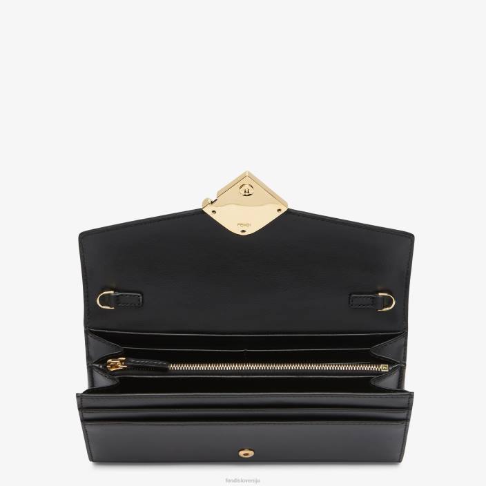 ženske ff diamonds continental z usnjeno denarnico z verižico Črna Fendi dodatki Z68L1464