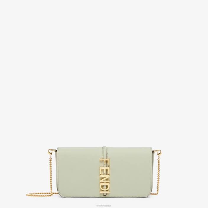 ženske grafika na usnjeni denarnici z verigo zelena Fendi dodatki Z68L1436