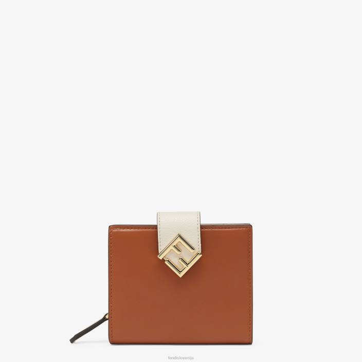 ženske kompaktna denarnica iz dvobarvnega in kamelinega usnja večbarvna Fendi dodatki Z68L1438