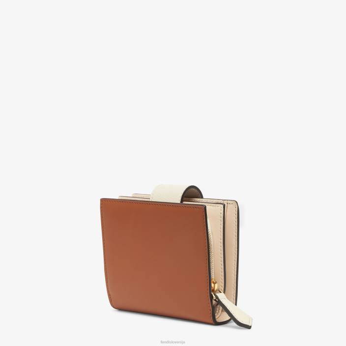 ženske kompaktna denarnica iz dvobarvnega in kamelinega usnja večbarvna Fendi dodatki Z68L1438