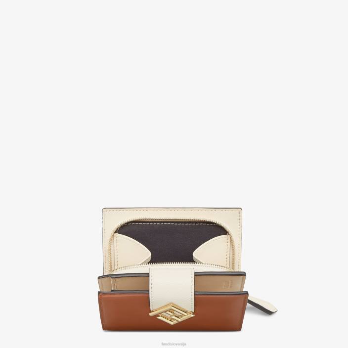 ženske kompaktna denarnica iz dvobarvnega in kamelinega usnja večbarvna Fendi dodatki Z68L1438