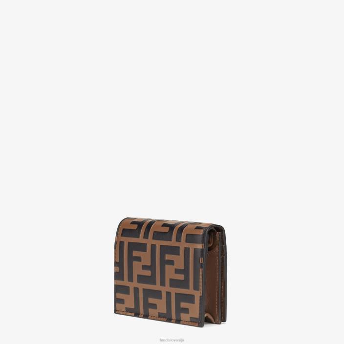 ženske majhna usnjena denarnica rjav Fendi dodatki Z68L1481