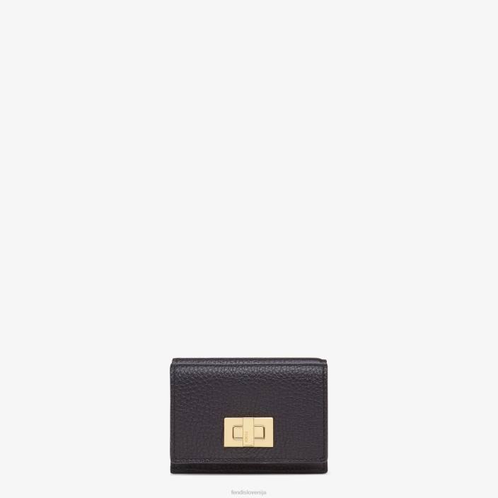 ženske mikro trojna usnjena denarnica peekaboo Črna Fendi dodatki Z68L1568