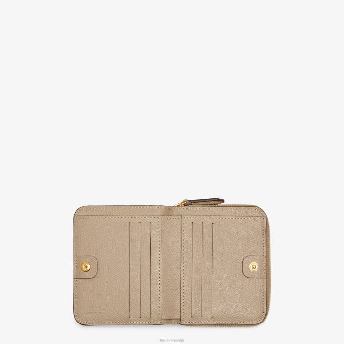 ženske srednje velika usnjena denarnica z zadrgo bež Fendi dodatki Z68L1591