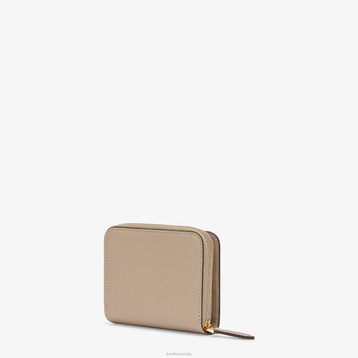 ženske srednje velika usnjena denarnica z zadrgo bež Fendi dodatki Z68L1591