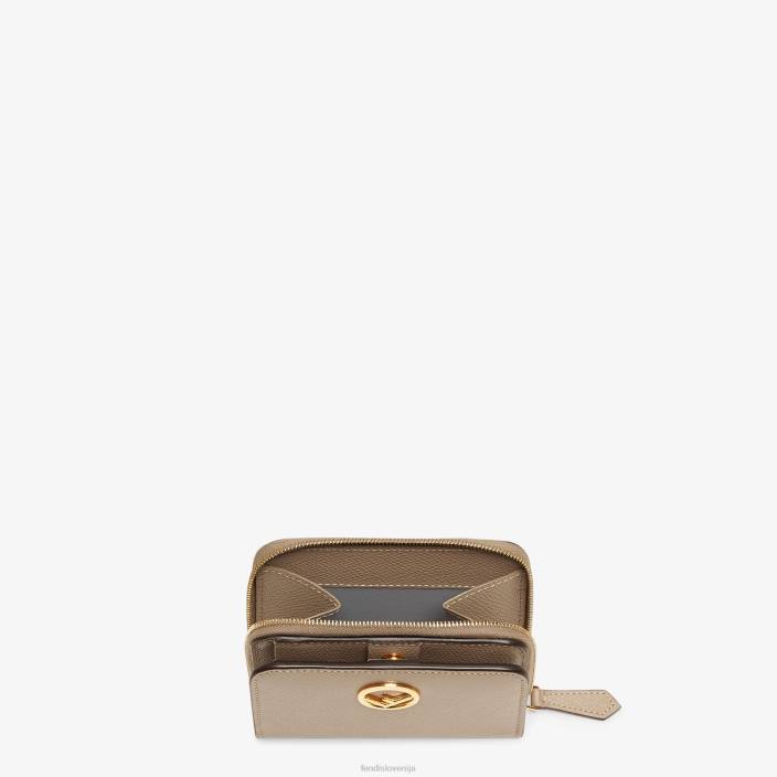 ženske srednje velika usnjena denarnica z zadrgo bež Fendi dodatki Z68L1591