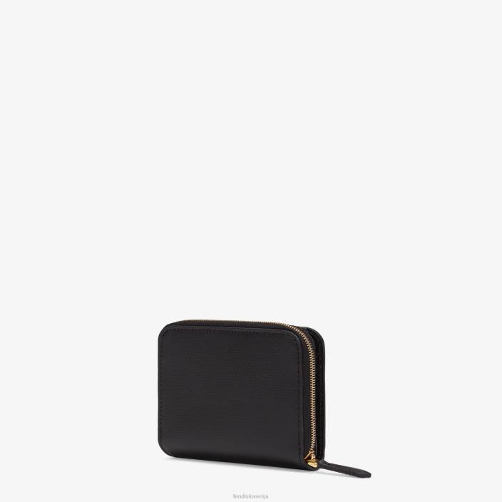 ženske srednje velika usnjena denarnica z zadrgo Črna Fendi dodatki Z68L1592