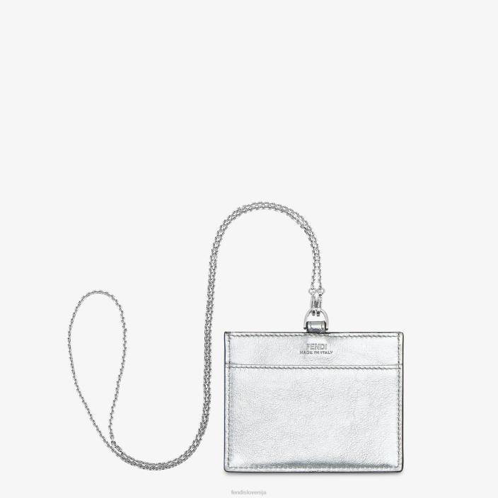 ženske usnjeno držalo za značko z imenom srebro Fendi dodatki Z68L1442