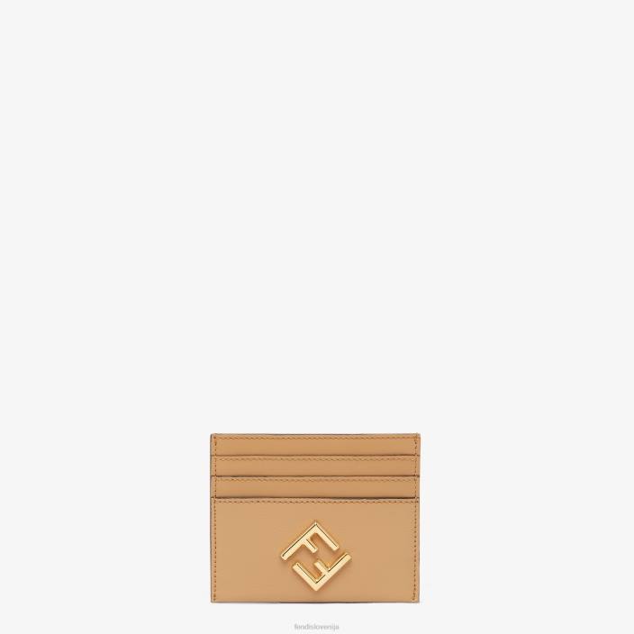 ženske usnjeno ravno držalo za kartice rjav Fendi dodatki Z68L1430