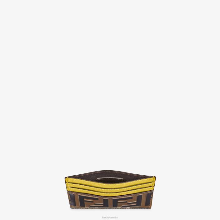 ženske usnjeno ravno držalo za kartice rumena Fendi dodatki Z68L1580