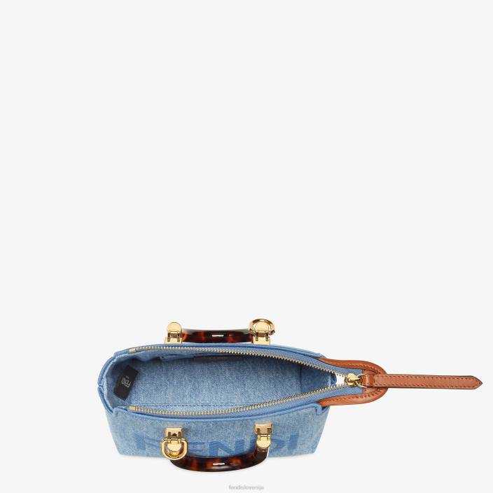 ženske denim majhna bostonska torbica svetlo modra Fendi dodatki Z68L638