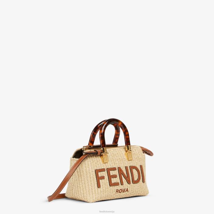 ženske majhna bostonska torba iz naravne slame bež Fendi dodatki Z68L602
