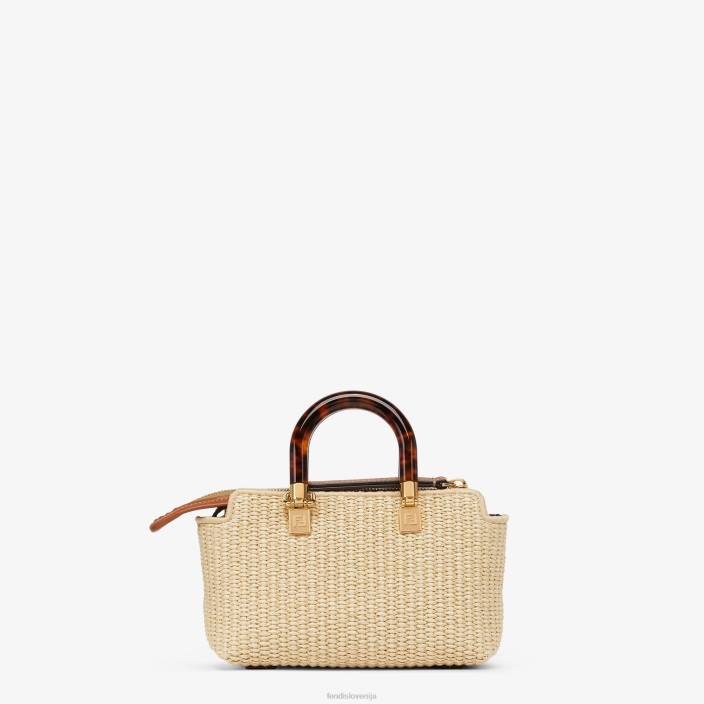 ženske majhna bostonska torba iz naravne slame bež Fendi dodatki Z68L602
