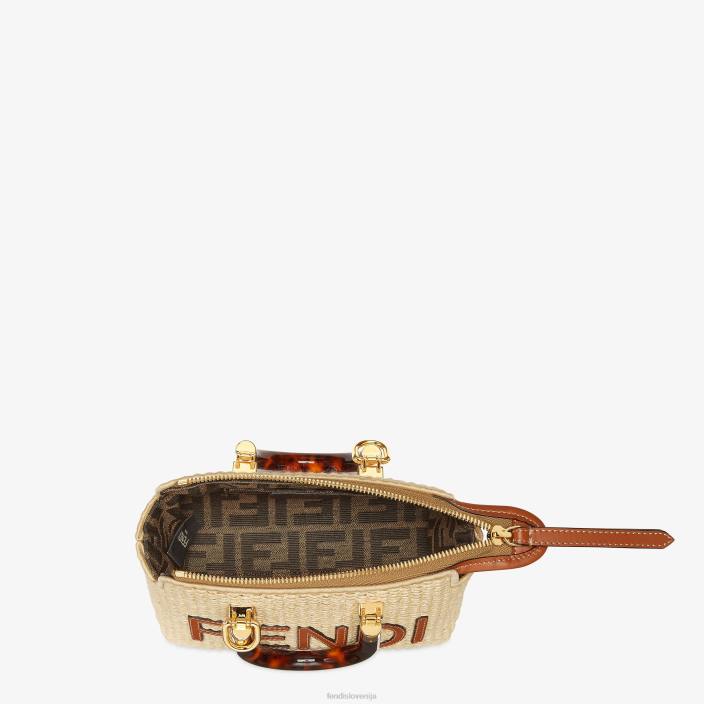 ženske majhna bostonska torba iz naravne slame bež Fendi dodatki Z68L602