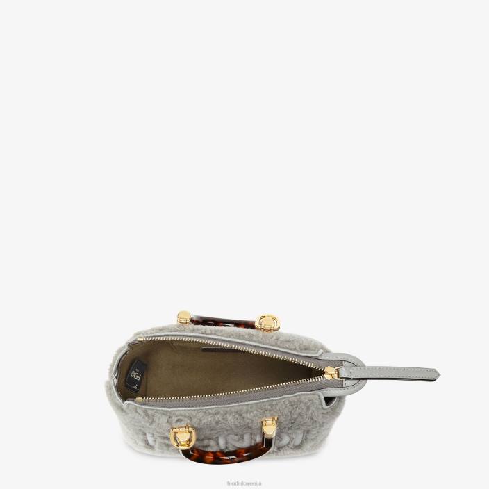 ženske majhna bostonska torba iz ovčje kože siva Fendi dodatki Z68L837